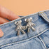 TOOVREN Cute Bear Button Pins for Jeans, No Sew and No Tools Instant Pant Waist Tightener, Adjustable for Loose Jeans 4 Sets Jeans Button Replacem...