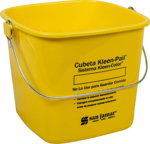 San Jamar Kleen-Pail® Plastic Cleaning Bucket 6 Quarts Yellow...