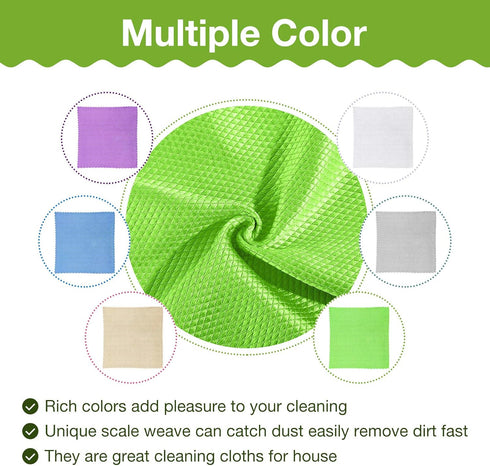 9 Pieces Fish Scale Cloth Microfiber Cleaning Cloth Nanoscale Cloth Glass Cleaning Wave Pattern Fish Scale Cloth Rag for Washing Windows, Mirrors ...