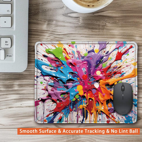 Colorful Splash Paint Design, Vibrant Color Mouse Pad Pretty Mouse Pad Small Mouse Pad for Laptop, 26x21cm...