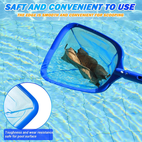 Pool Skimmer - Pool Net with 3 Section Pole, 48 inch Pool Skimmer Net with Pole Total Length, Pool Nets for Cleaning, Fine Mesh Net Pool Skimmer N...