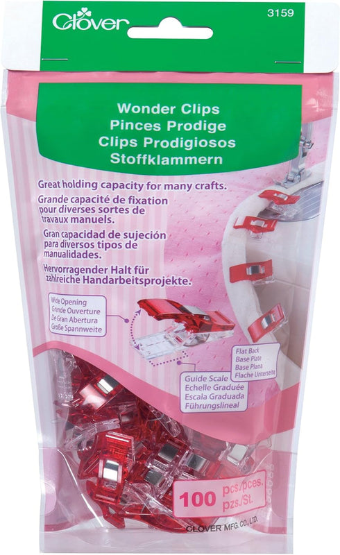 Clover Wonder Clips 100 count bag, Jumbo, Red...