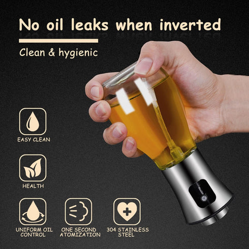 Oil Sprayer for Cooking, Olive Oil Sprayer Mister for Air Fryer, 200ml Glass Olive Oil Spray Bottle, Oil Spritzer Dispenser for Kitchen Baking Fry...