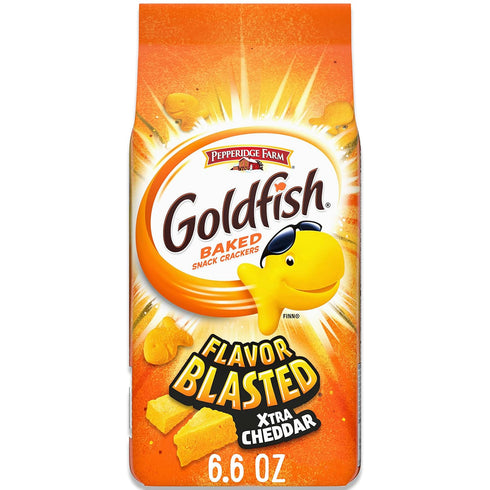 Goldfish Flavor Blasted Xtra Cheddar Cheese Crackers, Baked Snack Crackers, 6.6 oz Bag...