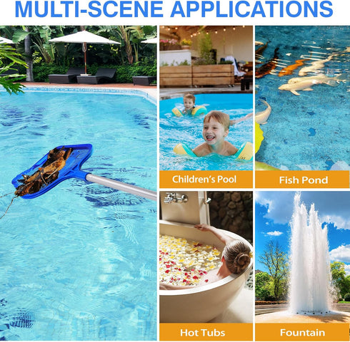 Pool Skimmer - Pool Skimmer Net with 5 Aluminum Pole Sections 64'', Skimmer Net with Fine Mesh Net for Cleaning Leaf of Swimming Pools, Spas, Hot ...