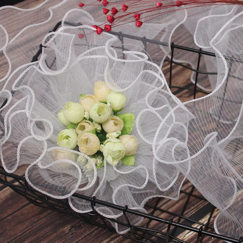 Healeved White Floral Wrapping Paper Mesh Wrapping Paper for Flowers Wave Yarn Flower Bouquet Wrapping Paper Wavy Yarn for Wedding Graduation 157....