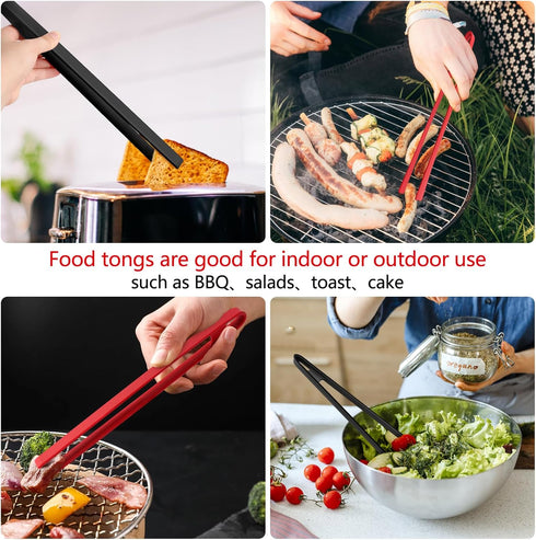 2PCS Silicone Trivet Tongs Anti-slip, 11.8" Silicone Kitchen Tong, Toast Tongs for Cooking, Long BBQ Grilling Tongs for Toaster, Pan Fried Steak, ...