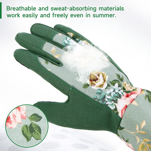 WANCHI Gardening Gloves, Durable and Comfortable Women's Long Garden Gloves for Gardening Work and Yard Work, Leather Gardening Gloves for Women, ...