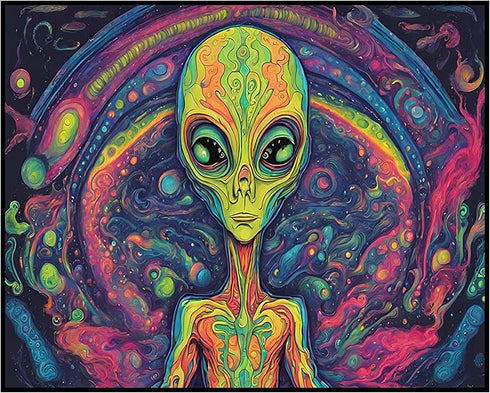Posterizer 1 pcs- psychedelic funky hippie colorful sci fi alien 1-Abstract & Modern Art-Fantasy & Fiction Art- Living Room Bedroom Decor- unframe...