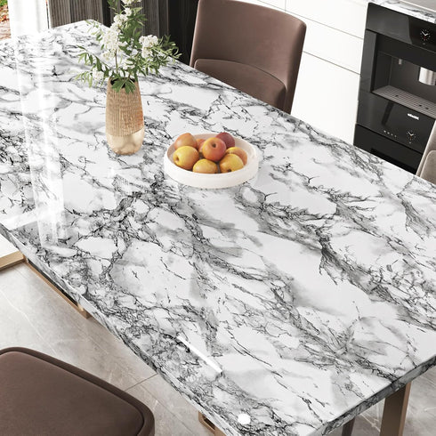 Grey Marble Contact Paper for Countertops Gray/White Glossy Peel and Stick Wallpaper Self Adhesive Vinyl Granite Contact Paper for Cabinets Kitche...
