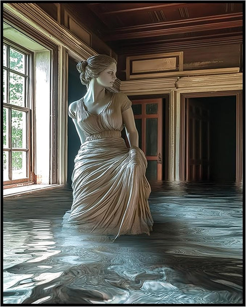 Posterizer 1 pcs-horror abstract art-ghost woman in the house-Gothic Art-Fantasy & Fiction Art-Gift for Men Women Entrepreneur Teens - unframed wa...