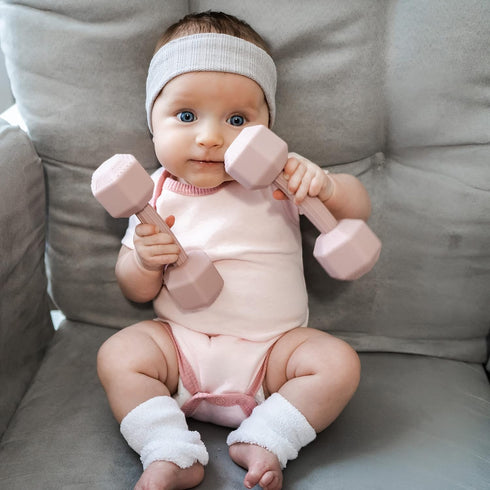 Giftty Baby Dumbbell Toy - Silicone Infant Rattle Teething Toy Teether Toddler Sensory Toy Durable Safe Exercises Workout Weight - Great Gift for ...