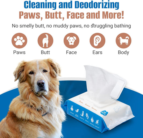 Pet Wipes for Dogs 100Pcs/1Pack – Unscented Dog Wipes with Vitamin E, Chamomile – Gentle Cat Wipes Ideal for Muddy Paws, Face, Dog Eye Wipes, Dog ...