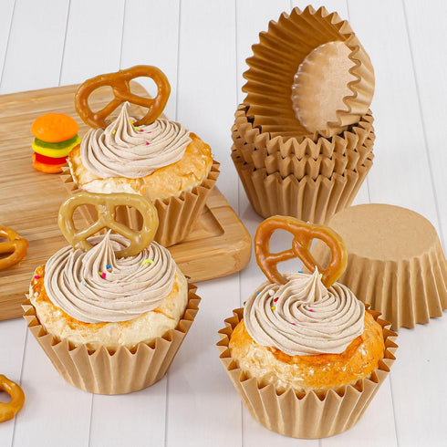 Caperci Heavy Duty Standard Natural Cupcake Liners 150 Counts - Grease-Resistant Paper Muffin Baking Cups, Odorless, No Muffin Pan Needed, Easily ...