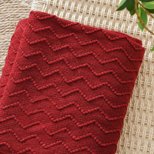 BATTILO HOME Christmas Red Throw Blanket for Couch, Textured Soft Burgundy Throw Blankets, Decorative Knitted Red Blanket for Sofa Bed Living Room...