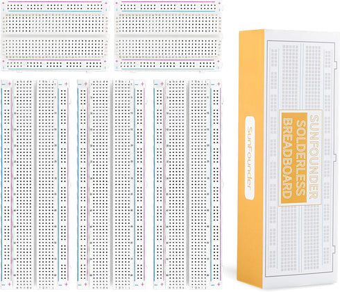 SunFounder 5PCS Breadboards Kit Include 3PCS 830 Point 2PCS 400 Point Solderless Breadboard Compatible for Arduino Proto Shield Distribution Conne...