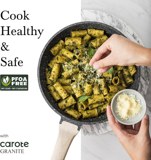 CAROTE Nonstick Frying Pan Skillet,Non Stick Granite Fry Pan Egg Pan Omelet Pans, Stone Cookware Chef's Pan, PFOA Free,Induction Compatible(Classi...