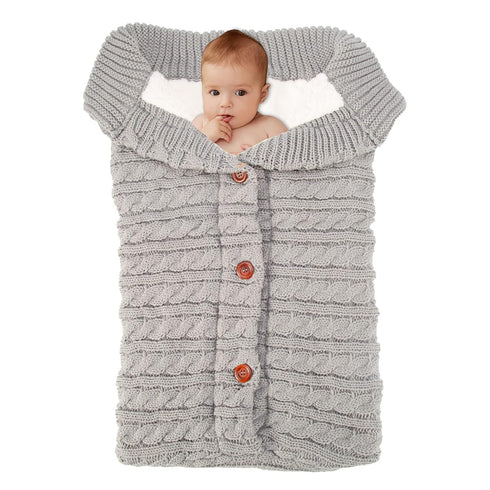 Newborn Baby Swaddle Blanket, Baby Kids Toddler Knit Soft Warm Fleece Blanket Swaddle Sleeping Bag Stroller Unisex Wrap for Boys Girls (Grey)...
