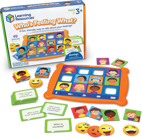 Learning Resources Who's Feeling What?,Social Emotional Learning Games, Communication Games for Kids, Emotion Toys, Feeling Toys for Kids, 49 Piec...