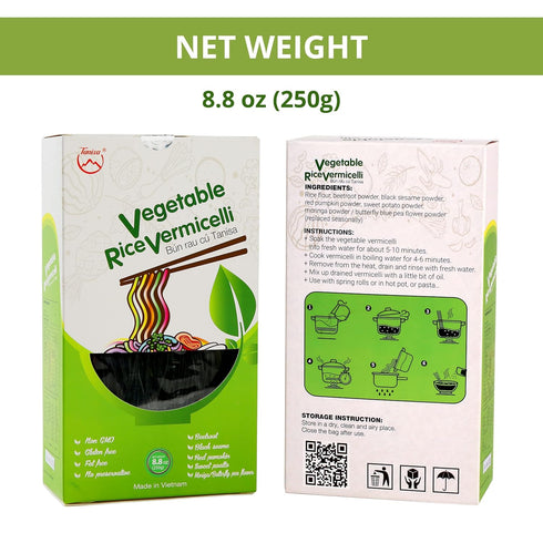 TANISA 5 Natural Vegetable Color Vermicelli Rice Noodles, Gluten Free Ramen Noodles, Non GMO, Low Carb Noodles, Impressive Meals for Family (0.8mm...