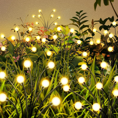 Solar Fairy Firefly Lights Outdoor Garden Decor Waterproof, Solar Powered Swaying Light Outside, 2 pack LED Light Flexible Sway by Wind, Yard Pati...