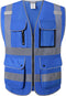 Class 2 Retro-Reflection Safety Vests 9 Pockets and Front Zipper ANSI/ISEA 107-2015(Blue-3, 2X-Large)...
