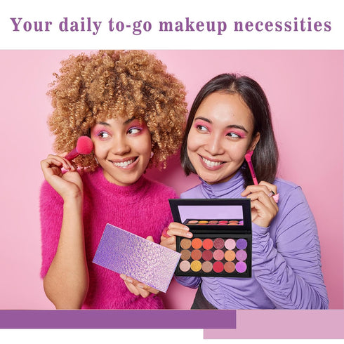 Lolalet 2 Pack Magnetic Makeup Palettes, Empty Magnetic Palette with Mirror for Eyeshadow Lip Color Blush Powder Highlighter Contour - Black&Pink...