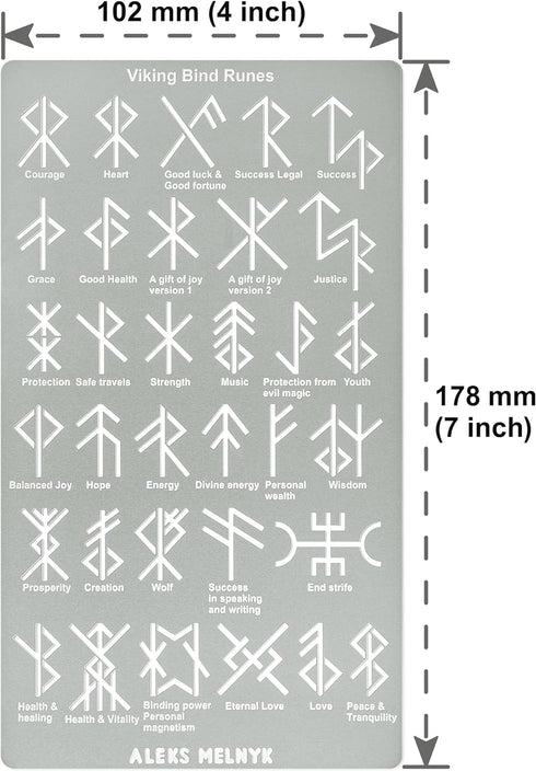 Aleks Melnyk No.412 Metal Stencil, Viking Bind Runes Generator, Bindrune, Ancient Alphabet, Sigil Magic Alphabet Stencil 1 PC, Letter Template for...