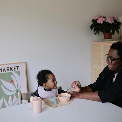 mushie Silicone Baby Bib | Adjustable Fit Waterproof Bibs (Blush)...