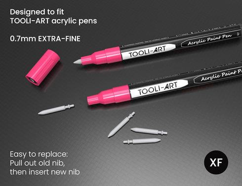 TOOLI-ART 30 Replacement Nibs Extra Medium Tip Paint Pens Acrylic Markers. Polyester Fiber. Easy To Replace....