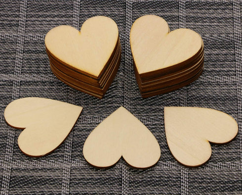 Shapenty Unfinished Wooden Hearts Bulk Blank Wood Slices Discs DIY Craft Cutout Pieces for Wedding Guest Signing Book Frame Album Valentine Christ...
