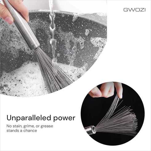 Dish Brush Stainless Steel - Multifunctional Wire Brushes for Cleaning & Kitchen - Metal Scrubber with Handle for Cleaning Grill, Sink, Pots, Pans...