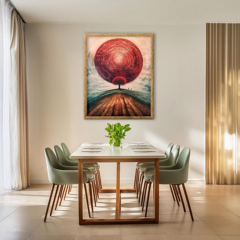Posterizer 1 pcs-surrealism serene scene in alien planet with red sun 2-Abstract & Modern Art-Landscape & Nature Art-Gift for Men Women Entreprene...