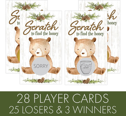 DISTINCTIVS Woodland Teddy Bear Baby Shower Scratch Off Party Game, We Can Bearly Wait Gender Reveal Party Activity - 28 Cards...