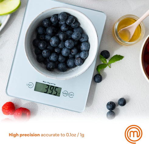 MasterChef Digital Food Scale Grams and Ounces for Kitchen, Portable Food Weight Scale with LCD Display for Baking & Cooking, Tempered Glass Scale...