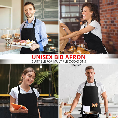 Utopia Kitchen 2 Pack Bib Apron, Adjustable with 2 Pockets, Water and Oil Resistant, Cooking Kitchen Chef Apron for Women Men...
