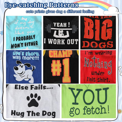 8 Pieces Dog Shirts Pet Printed Clothes with Funny Letters Summer Pet T Shirts Cool Puppy Shirts Breathable Dog Outfit Soft Dog Sweatshirt for Pet...