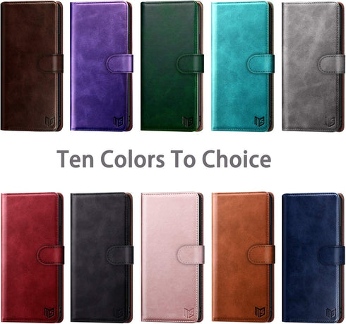 SUANPOT for iPhone XR 6.1 (Non XS 5.8",XS Max 6.7") Leather Wallet case with RFID Blocking Credit Card Holder Flip Folio Book Phone Cover Shockpro...