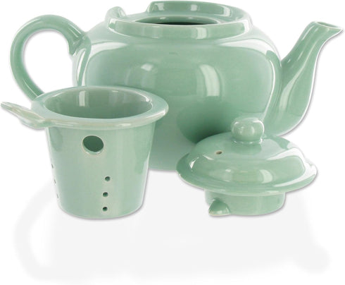 Amsterdam 2 Cup Ceramic Teapot with Infuser - Sea Foam - 23oz | Small Teapot for Loose Leaf Tea | Ceramic Teapots for Tea Party | Porcelain Tea Po...