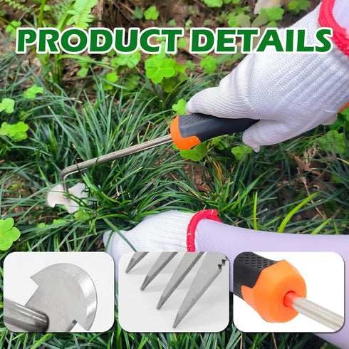 Weeding Artifact Uprooting Weeding Tool, Garden Weeding Tool Weed Puller, 4 Teeths Dual Purpose Manual Hand Weeder Tool, Multifunctional Weeder fo...