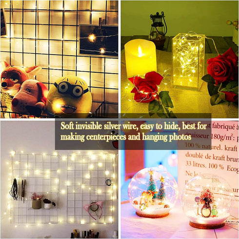 Twinkle Fairy Lights Battery Powered 3 Modes with Timer Firefly Lights 20 LED on 7.2feet Silvery Copper Wire for DIY Wedding Party Christmas Hallo...