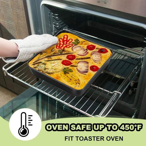 E-far 9x9 Baking Pan, Nonstick Square Cake Pan with Stainless Steel Core, Black Metal Bakeware for Brownies Lasagna Cakes, Non-toxic & Easy Clean,...
