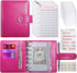 Zreal A7 Budget Binder with 12 Cash Envelopes, Money Organizer for Cash, Hot Pink Mini Binder Wallet for Cash Stuffing Binder, Money Saving Book, ...