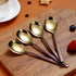 Berglander Dinner Spoon Set Of 4 With Moon Surface Handle And Shiny Gold Head, Stainless Steel Spoons Silverware Set Dishwasher Safe...