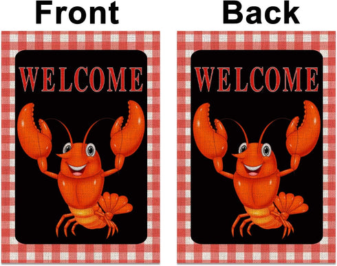 Sunwer Crawfish Garden Flag 12.5×18'' Seafood Boil Welcome Sign Crawfish Boil Party Decoration Outdoor Outside Yard Lawn for Home...