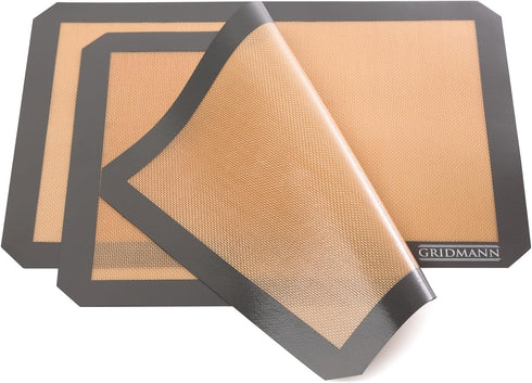 GRIDMANN Pro Silicone Baking Mat - Set of 2 Non-Stick Half Sheet (16-1/2" x 11-5/8") Food Safe Tray Pan Liners...