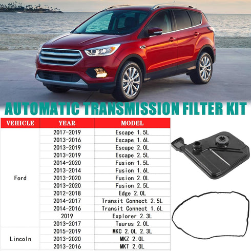 6F35 Automatic Transmission Filter Oil Pan Gasket Kit Compatible with 2012-2020 Ford Escape Fusion Edge Transit Connect Explorer Taurus Lincoln MK...