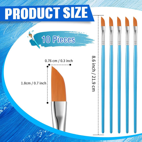 Breling 10 Pcs Paint Angled Brush 1/4 Inch Dagger Brush with Long Handle Dagger Stripes for Acrylic Watercolor Oil Rock Painting Artist Halloween ...