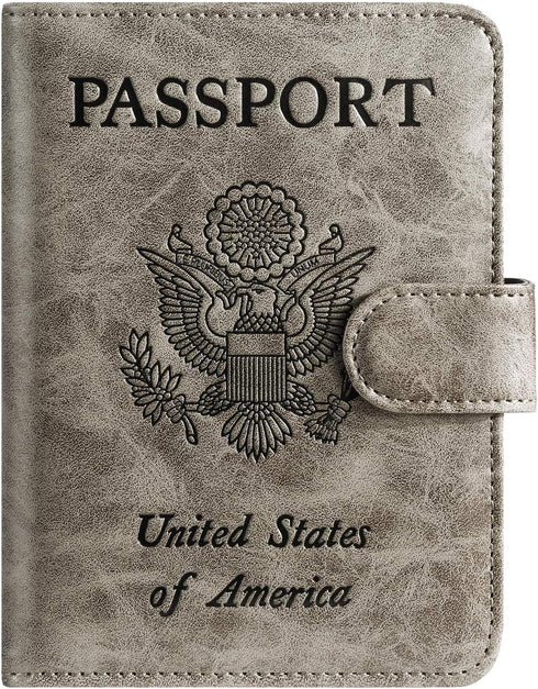 Passport Holder Cover Wallet RFID Blocking Leather Card Case Travel Accessories for Women Men (Grey)...
