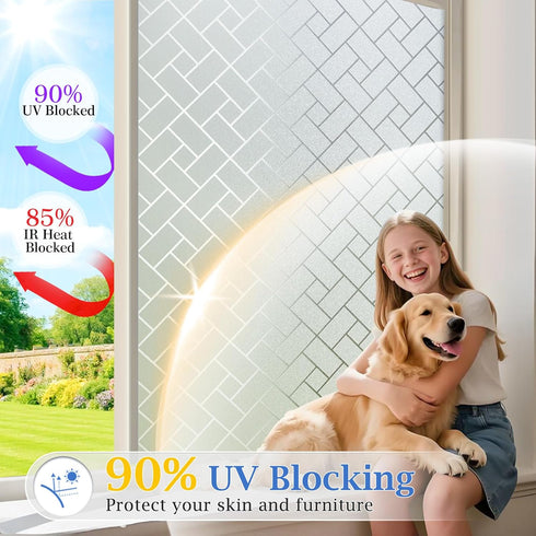Coavas Non-Adhesive Frosted Glass Window Film & Window Privacy Film for Home & Office - Heat Control, UV & Sun Blocking, Easy DIY Installation, 23...